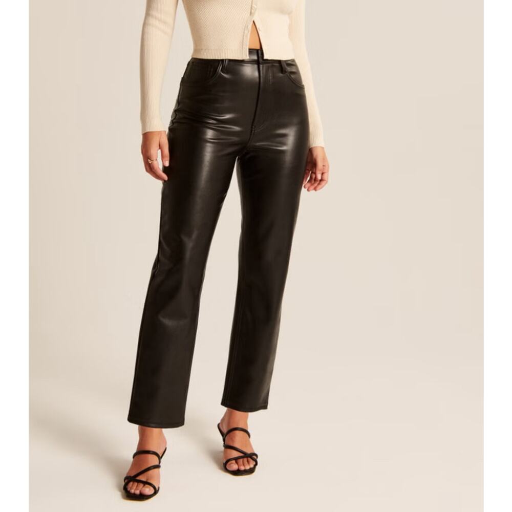 Abercrombie Vegan Leather The Ankle Straight Ultra High Rise Pants Size 31 / 12